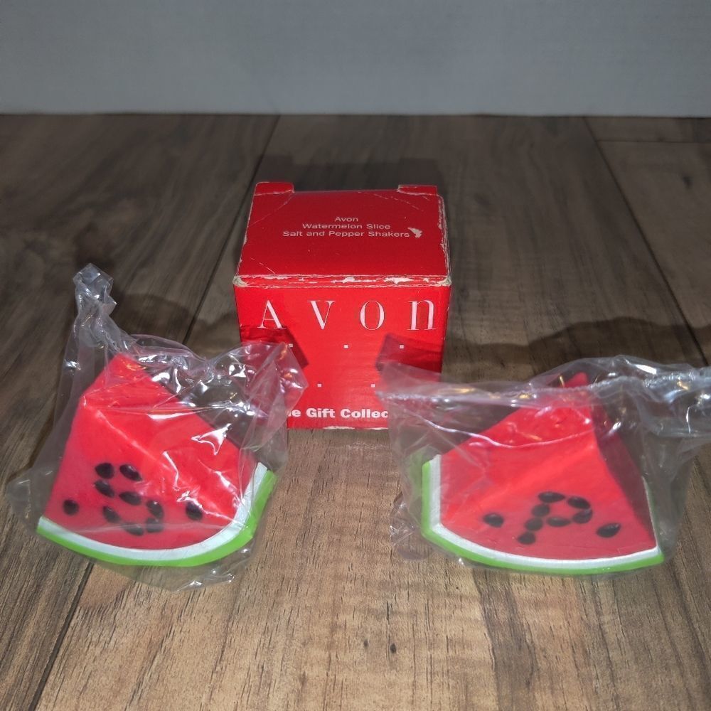 Vintage Avon Watermelon Slice Salt and Pepper Shaker Set NIB Camping BBQ Summer.